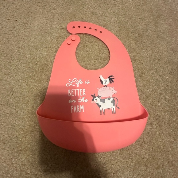 Other - Farm-Themed Pink Silicone Bib